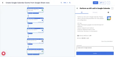 Create Google Calendar Events from Google Sheet rows - Wrkflow