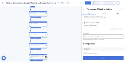 Take AI Summarized Google Meeting and move them to Notion - Wrkflow
